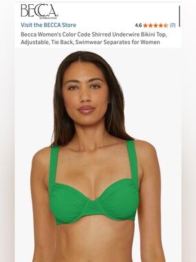 NWT BECCA Underwire Bikini Top - Emerald Green